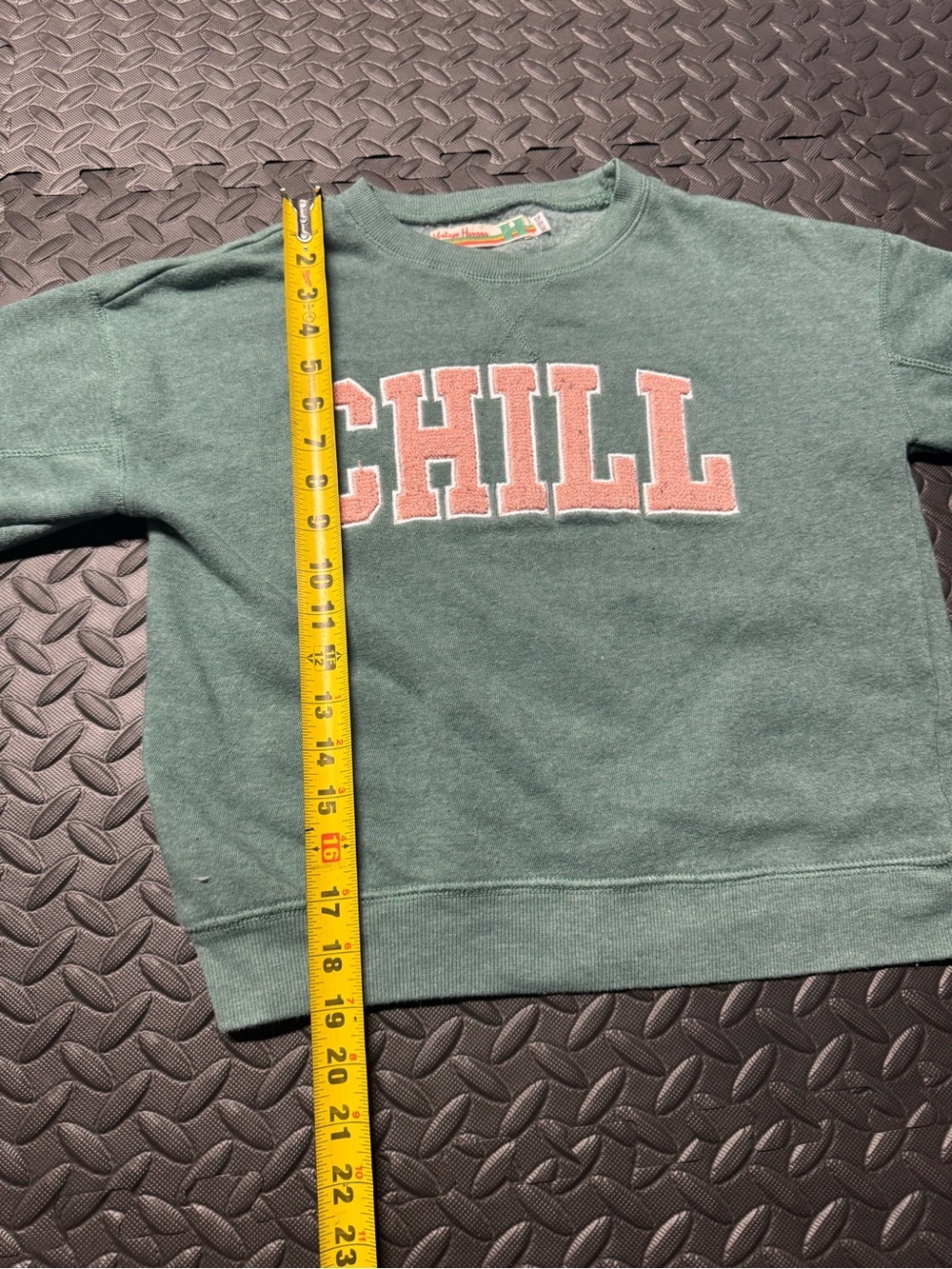 Vintage Havana Girls Chill Crewneck Sweatshirt Green Pink Size M 10/12 - Picture 10 of 11